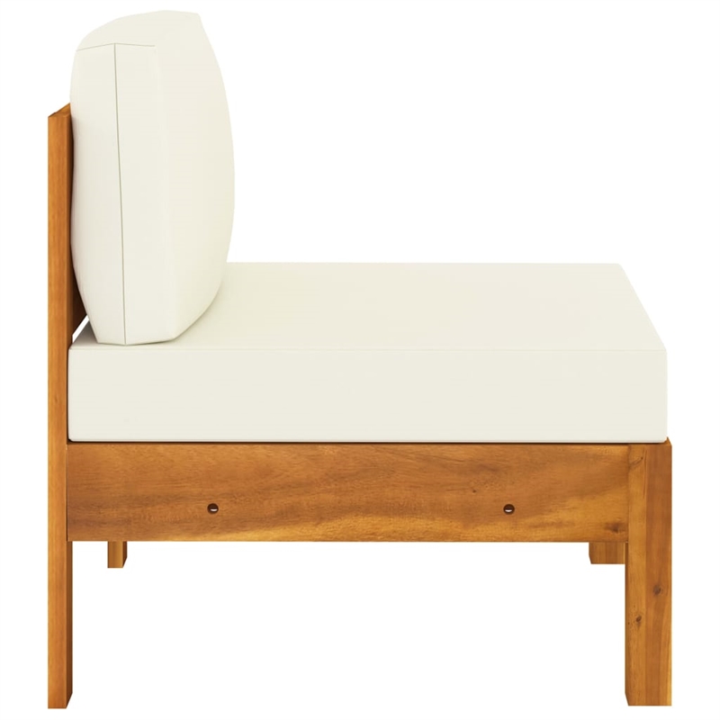 vidaXL Solid Acacia Wood Sofa in White/Cream
