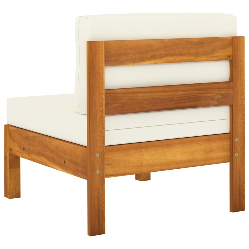 vidaXL Solid Acacia Wood Sofa in White/Cream
