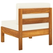 vidaXL Solid Acacia Wood Sofa in White/Cream