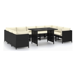 vidaXL 10 Piece Steel Garden Lounge Set in Black/White/Cream