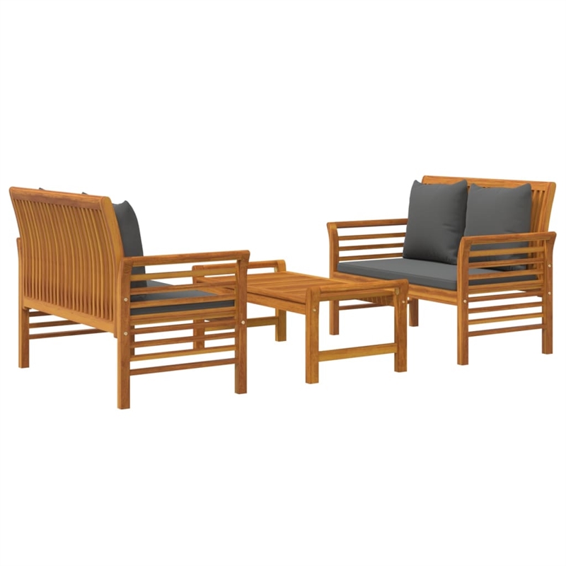 vidaXL Solid Acacia Wood Garden Lounge Set in Gray