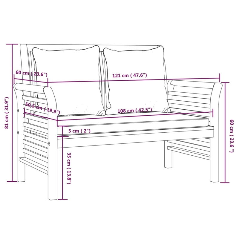 vidaXL Solid Acacia Wood Garden Lounge Set in Gray