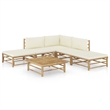 vidaXL Bamboo Garden Lounge Set in White/Cream