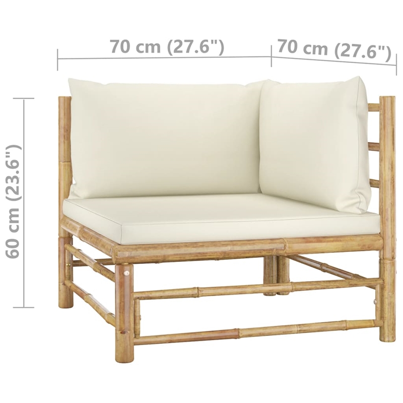 vidaXL Bamboo Garden Lounge Set in White/Cream