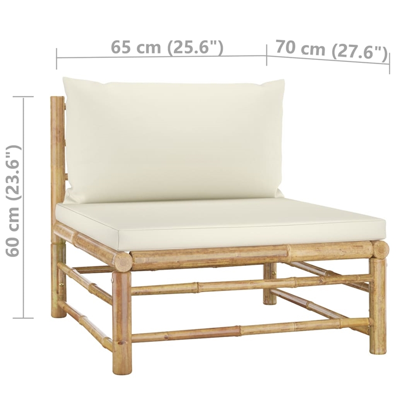 vidaXL Bamboo Garden Lounge Set in White/Cream
