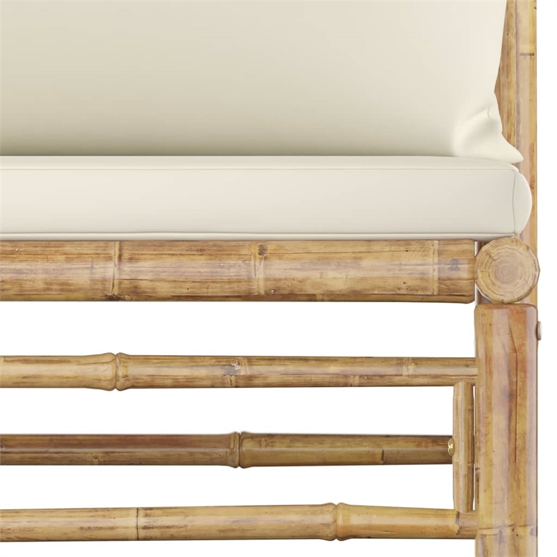 vidaXL Bamboo Garden Lounge Set in White/Cream