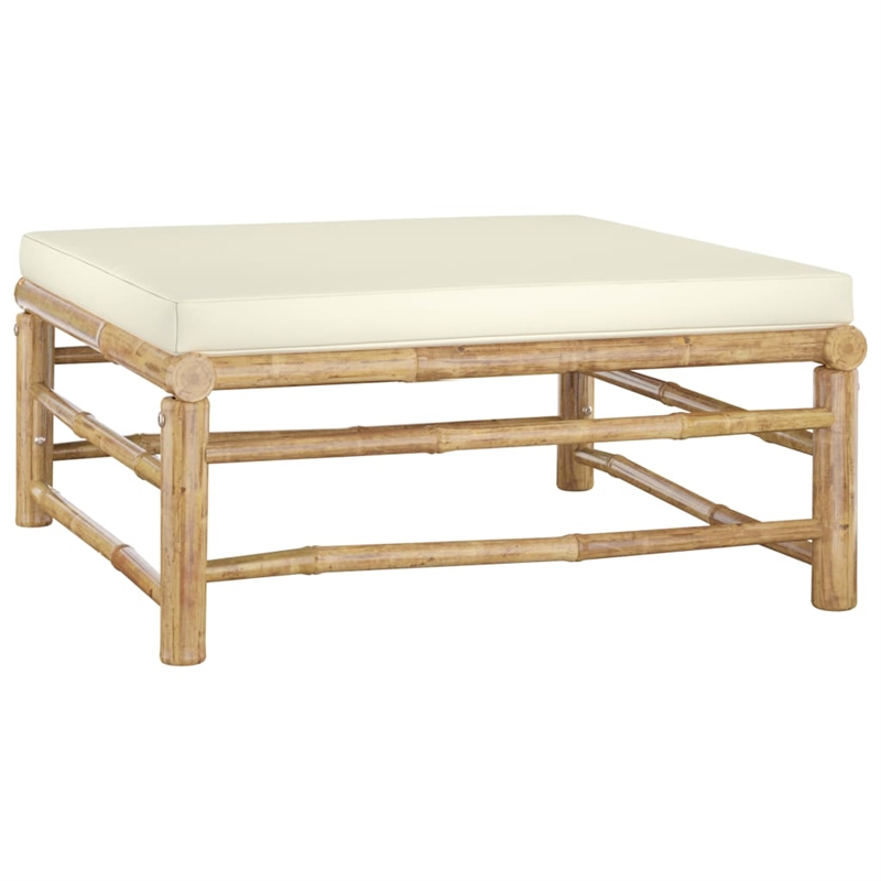 vidaXL Bamboo Garden Lounge Set in White/Cream