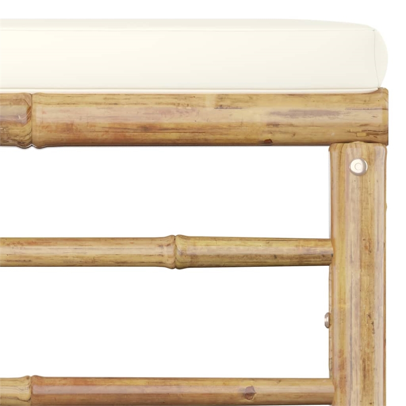 vidaXL Bamboo Garden Lounge Set in White/Cream