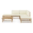 vidaXL Bamboo Garden Lounge Set in White/Cream