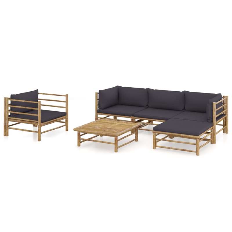 vidaXL 6 Piece Bamboo Garden Lounge Set in Gray
