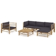 vidaXL 6 Piece Bamboo Garden Lounge Set in Gray