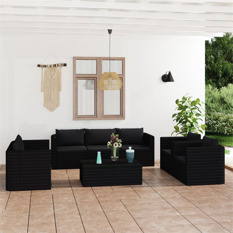 vidaXL 9 Piece Steel Garden Lounge Set in Black