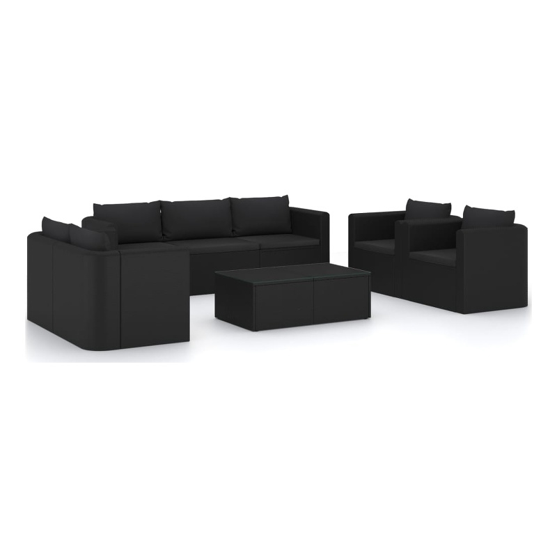 vidaXL 9 Piece Steel Garden Lounge Set in Black