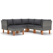 vidaXL 6 Piece Poly Rattan Garden Lounge Set in Gray