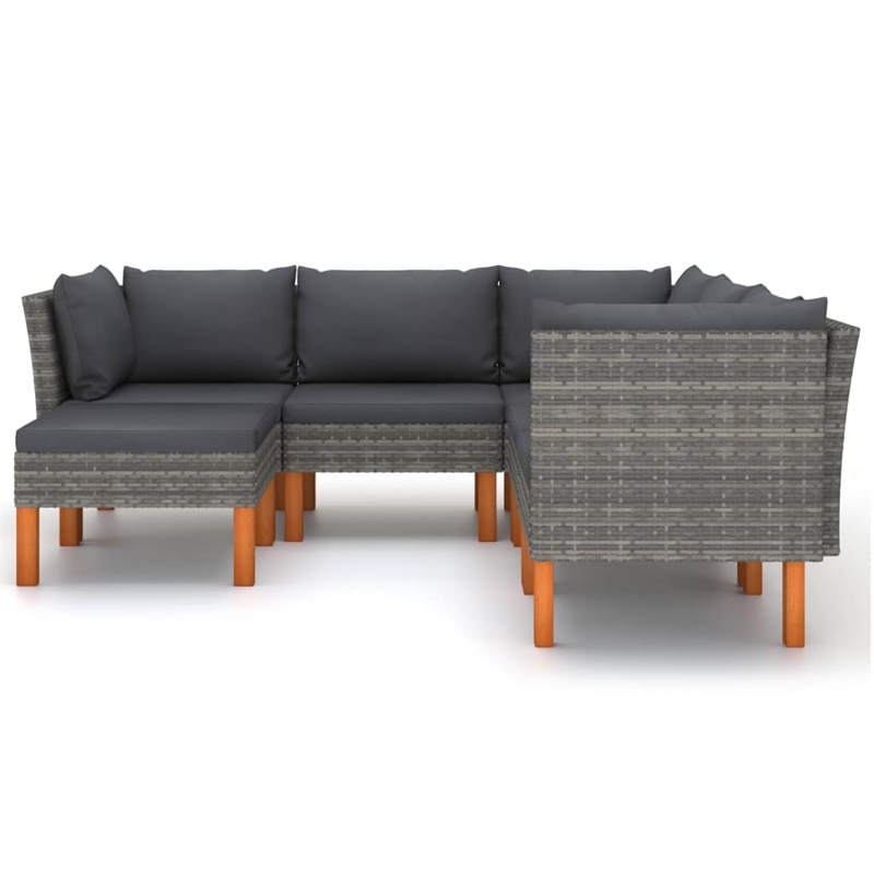 vidaXL 6 Piece Poly Rattan Garden Lounge Set in Gray