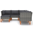 vidaXL 6 Piece Poly Rattan Garden Lounge Set in Gray