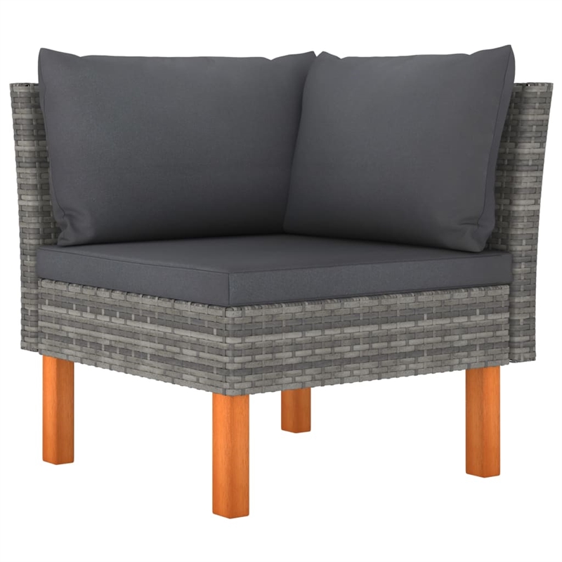 vidaXL 6 Piece Poly Rattan Garden Lounge Set in Gray