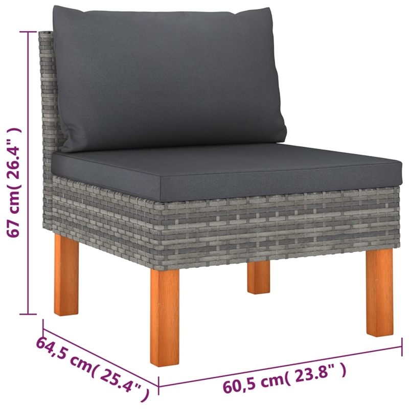 vidaXL 6 Piece Poly Rattan Garden Lounge Set in Gray