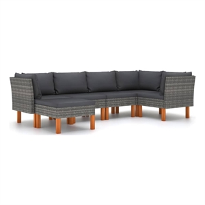 vidaXL 6 Piece Poly Rattan Garden Lounge Set in Gray
