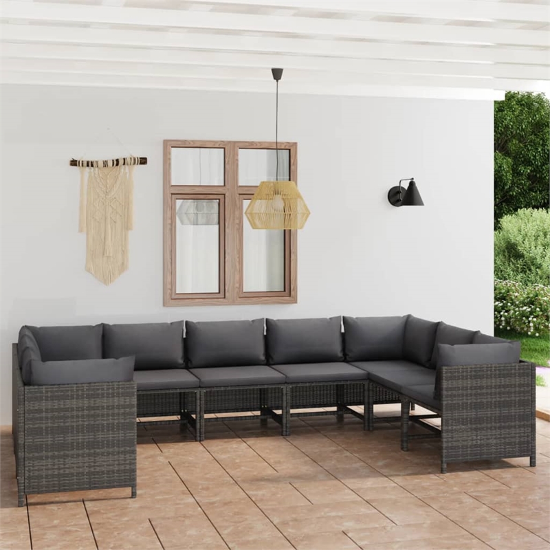 vidaXL 9 Piece Steel Garden Lounge Set in Gray
