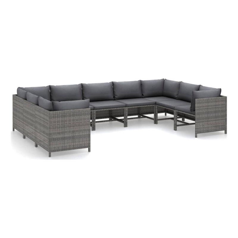 vidaXL 9 Piece Steel Garden Lounge Set in Gray