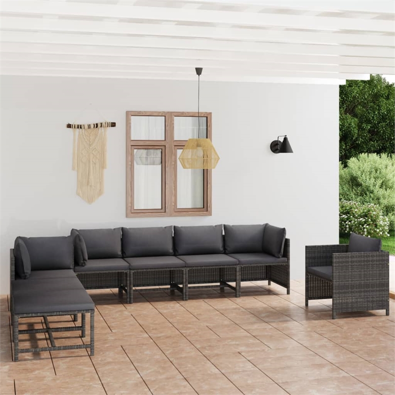 vidaXL 8 Piece Steel Garden Lounge Set in Gray