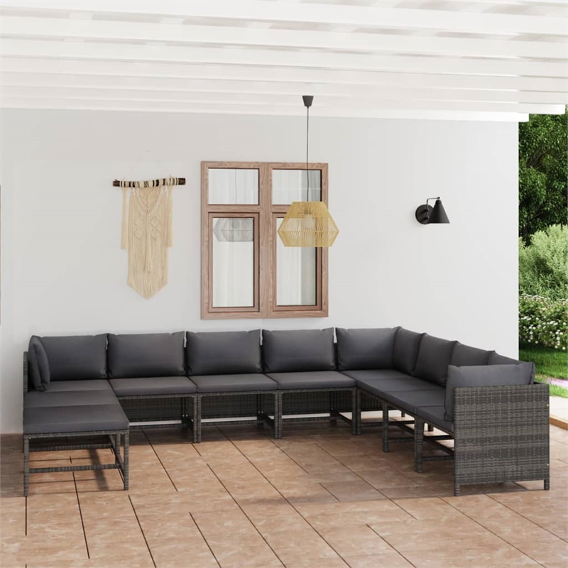 vidaXL 11 Piece Steel Garden Lounge Set in Gray