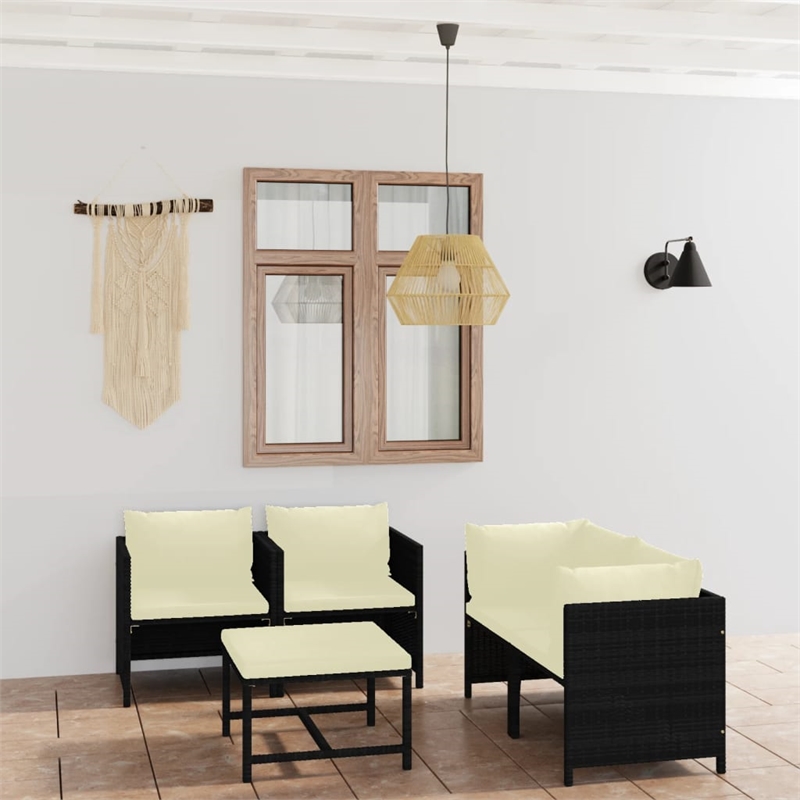 vidaXL 5 Piece Steel Small Garden Lounge Set in Black