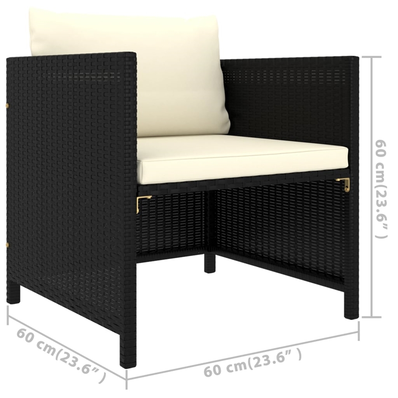 vidaXL 5 Piece Steel Small Garden Lounge Set in Black