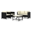 vidaXL 5 Piece Steel Small Garden Lounge Set in Black