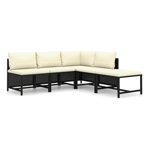 vidaXL 5 Piece Steel Garden Lounge Set in Black/White/Cream