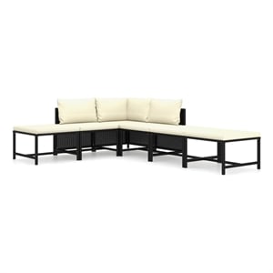vidaXL 6 Piece Steel Lounge Set in Black/White/Cream