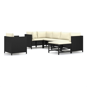 vidaXL 7 Piece Steel Garden Lounge Set in Black/White/Cream