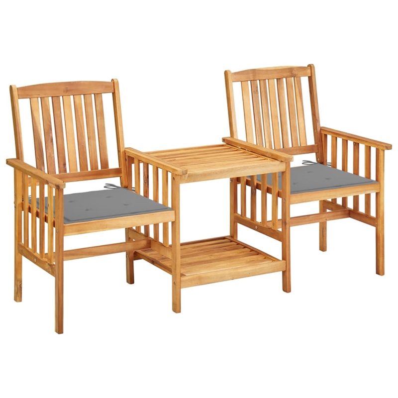 vidaXL Solid Acacia Wood Small Bistro Set in Gray