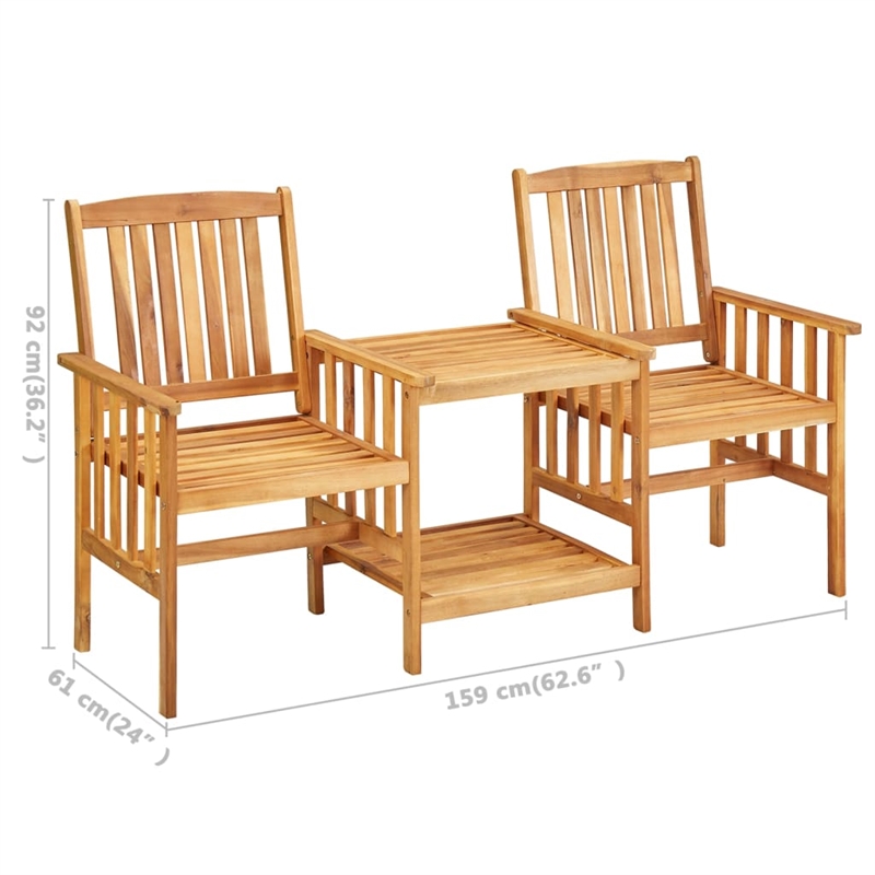 vidaXL Solid Acacia Wood Medium Bistro Set in Natural