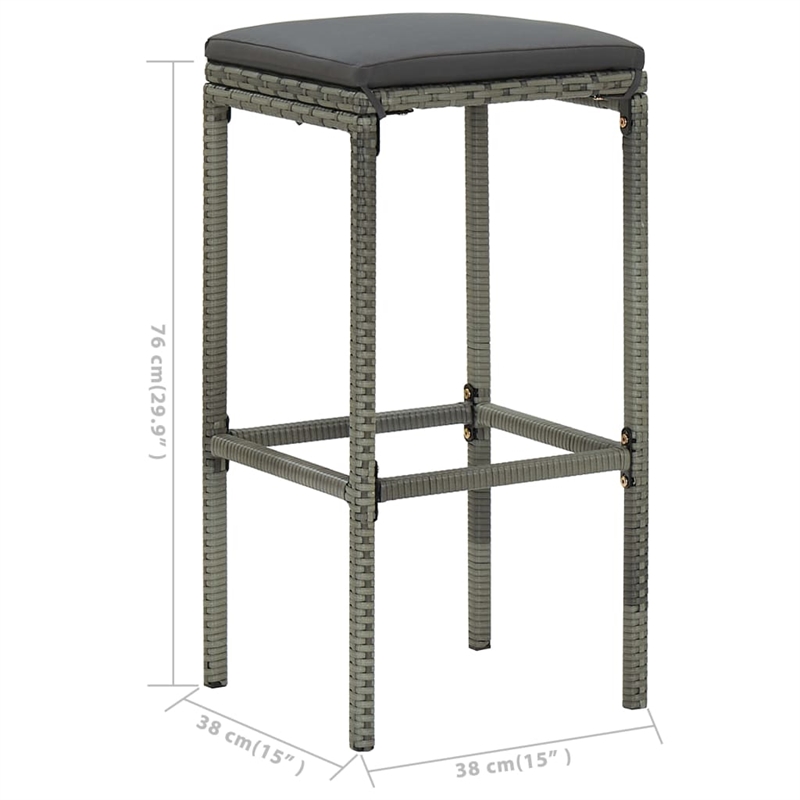 vidaXL 3 Piece Solid Acacia Wood Medium Bar Set in Gray
