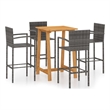 vidaXL 5 Piece Solid Acacia Wood Small Bar Set in Gray