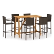 vidaXL 7 Piece Solid Acacia Wood Bar Set in Brown