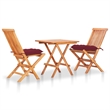 vidaXL 3 Piece Wood Small Bistro Set in Red/Natural
