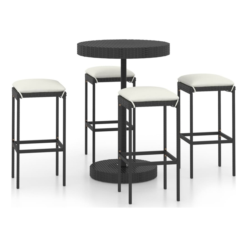 vidaXL 5 Piece Steel Standard Bar Set in Black