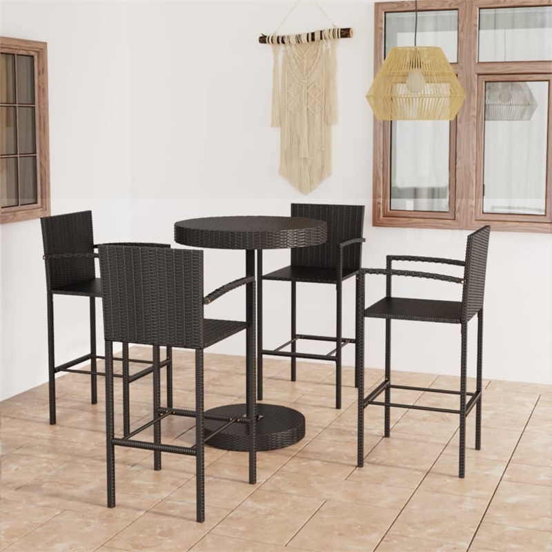 vidaXL 5 Piece Steel Standard Bar Set in Black
