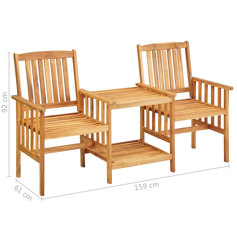 vidaXL Solid Acacia Wood Bistro Set in Blue/Natural