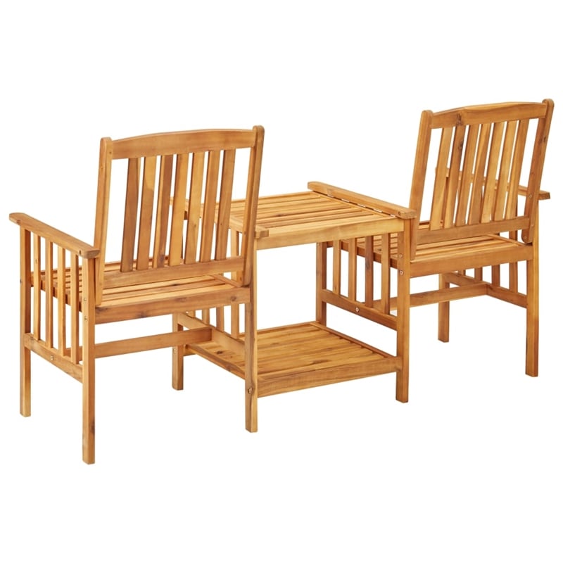 vidaXL Solid Acacia Wood Bistro Set in Blue/Natural