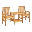 vidaXL Solid Acacia Wood Bistro Set in Blue/Natural