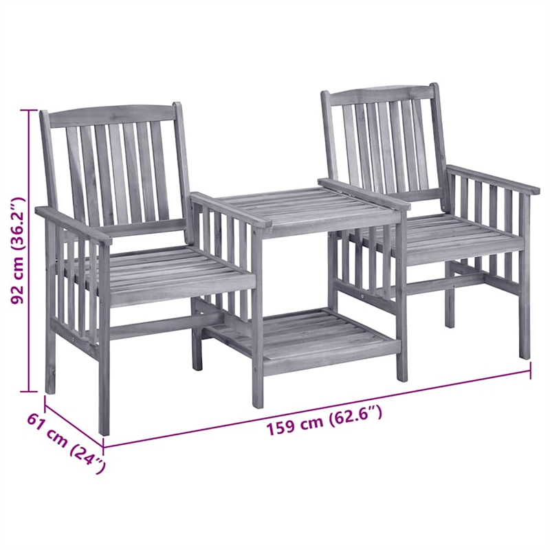 vidaXL Solid Acacia Wood Furniture Set in Gray