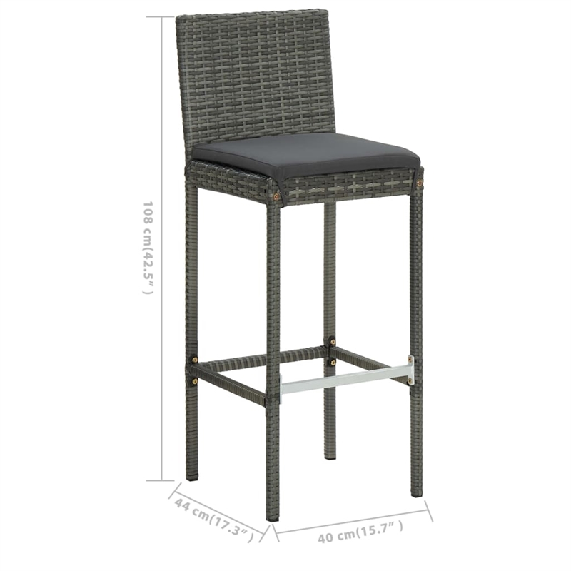 vidaXL 3 Piece Solid Acacia Wood Bar Set in Gray/Anthracite