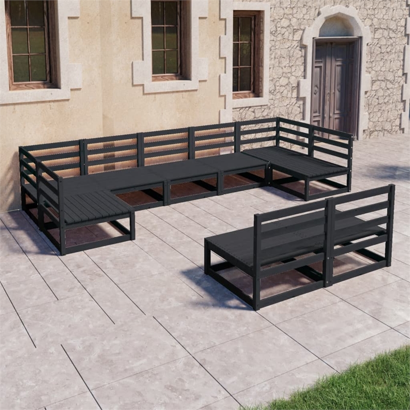 vidaXL Wood Garden Lounge Set in Black