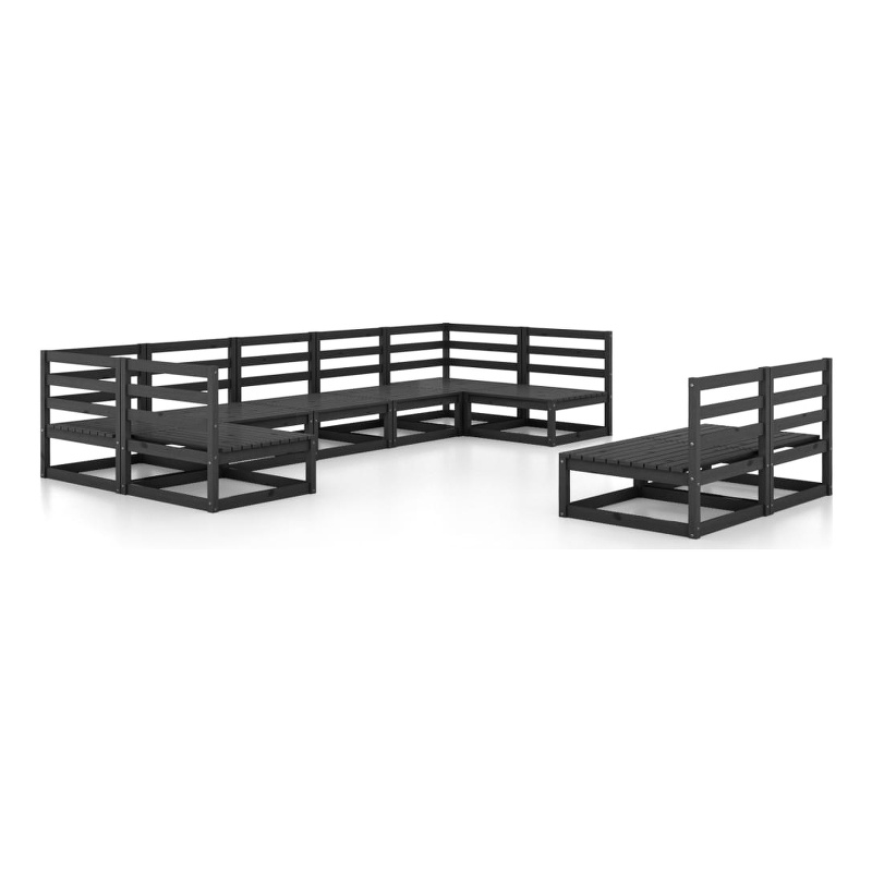 vidaXL Wood Garden Lounge Set in Black