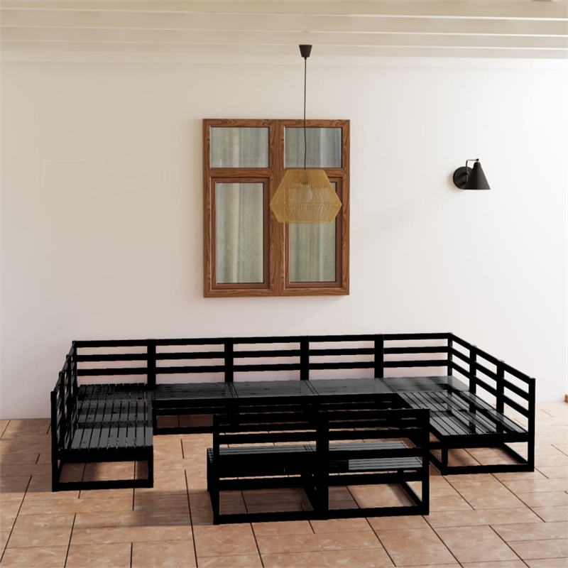 vidaXL Wood Large Garden Lounge Set in Black