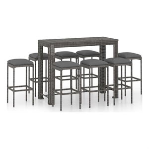 vidaXL 9 Piece Steel Standard Bar Set in Gray